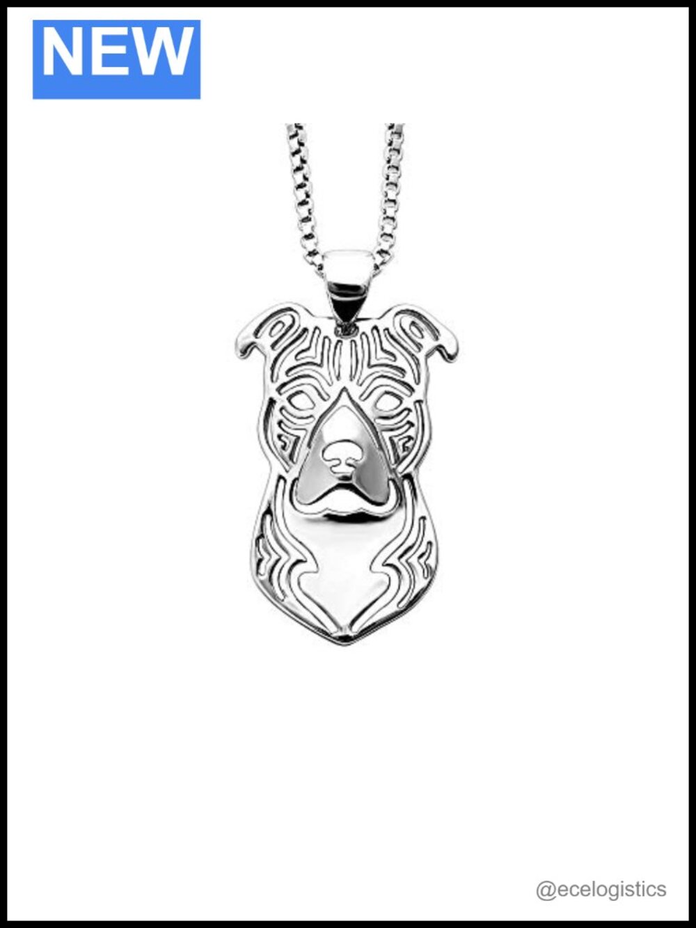 Sterling Silver Rhodium Plated Staffordshire Terrier Pendant Necklace 18"